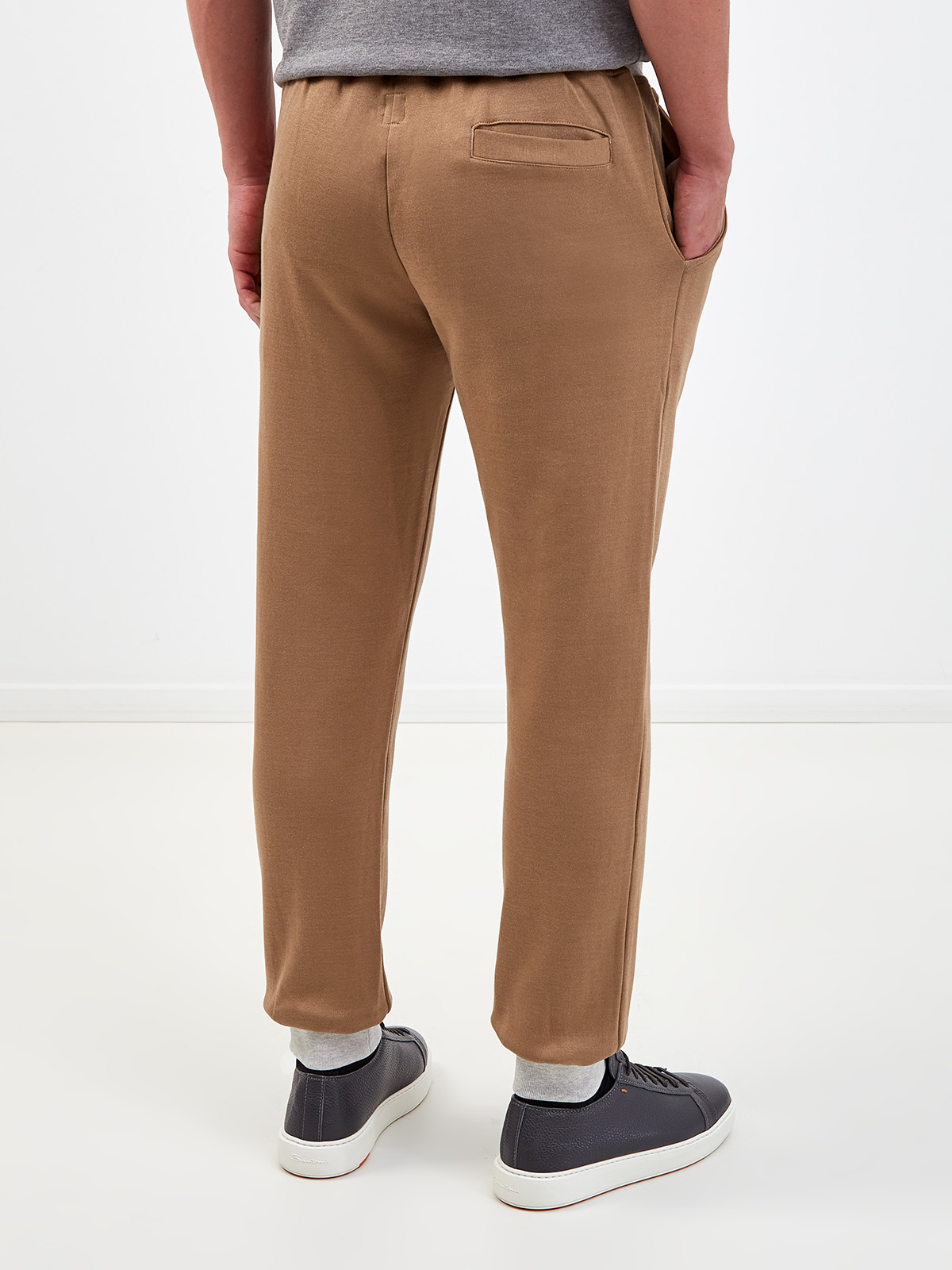 Хлопковые брюки в спортивном стиле с контрастными кромками ELEVENTY, цвет коричневый, размер 48;50;52;54 - фото 4